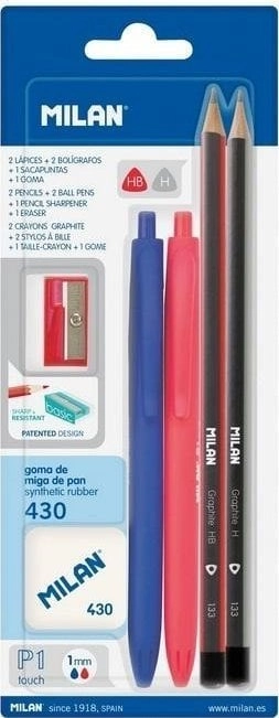 Set of 2 pens pencils eraser