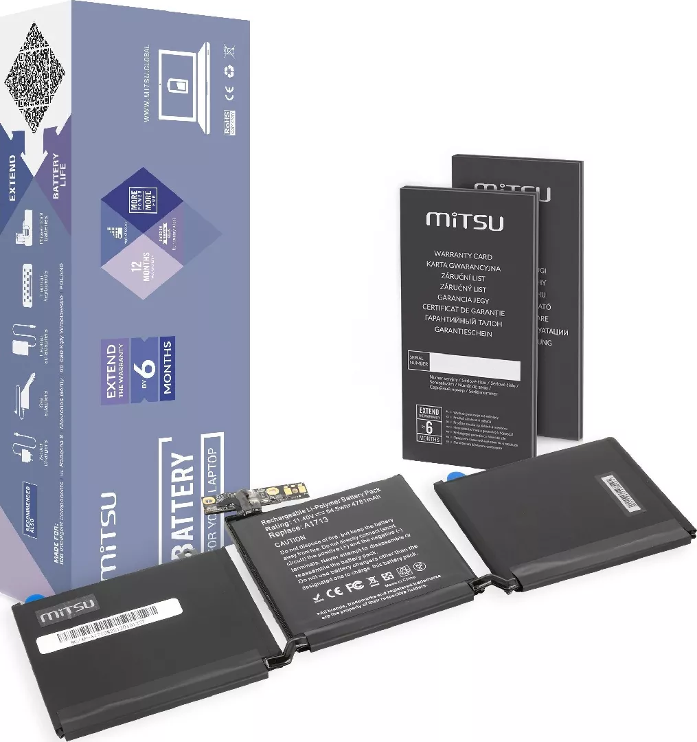 Bateria Mitsu Bateria A1713 do Apple