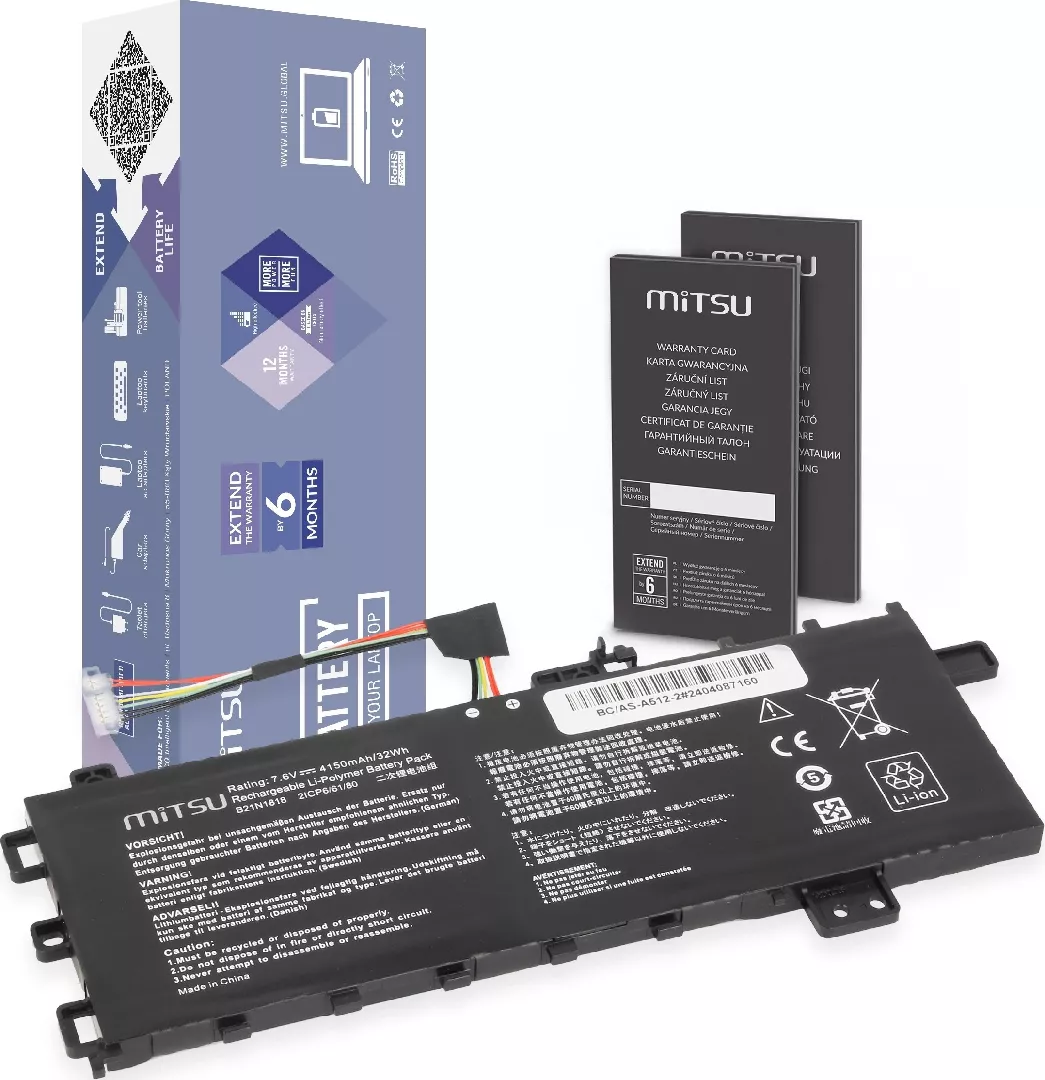 Mitsu Bateria B21N1818 do Asus Vivobook
