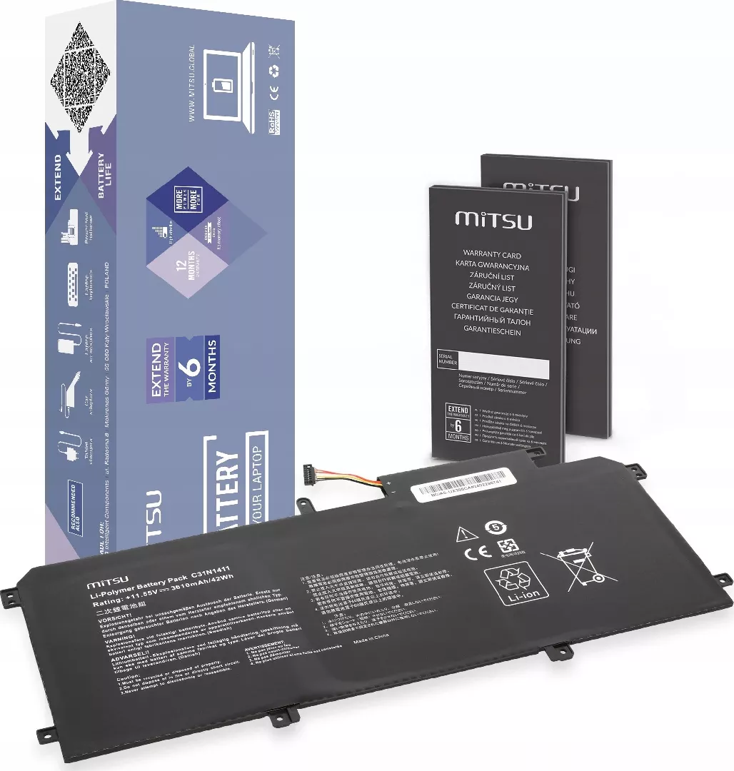 Bateria Mitsu Bateria C31N1411 Asus Zenbook