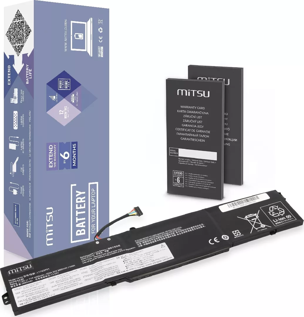 Bateria Mitsu Bateria L17M3PB1 do Lenovo