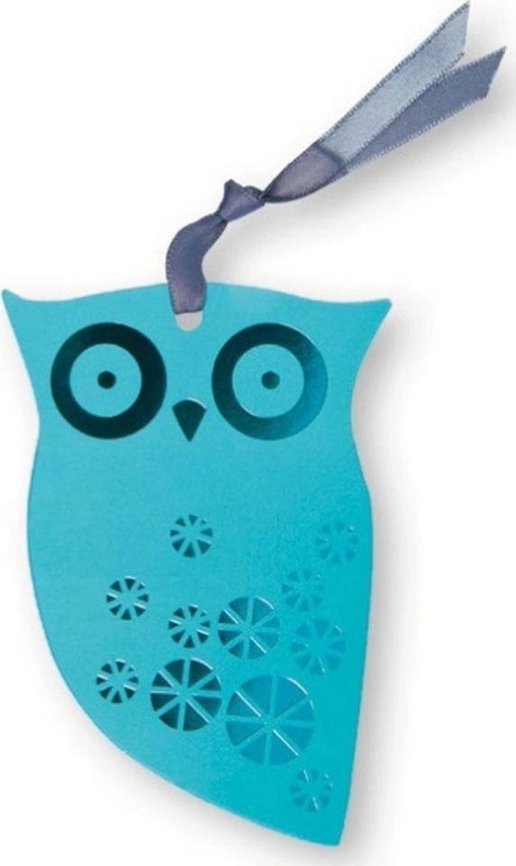 Bookmark with ribbon - Turquoise owl