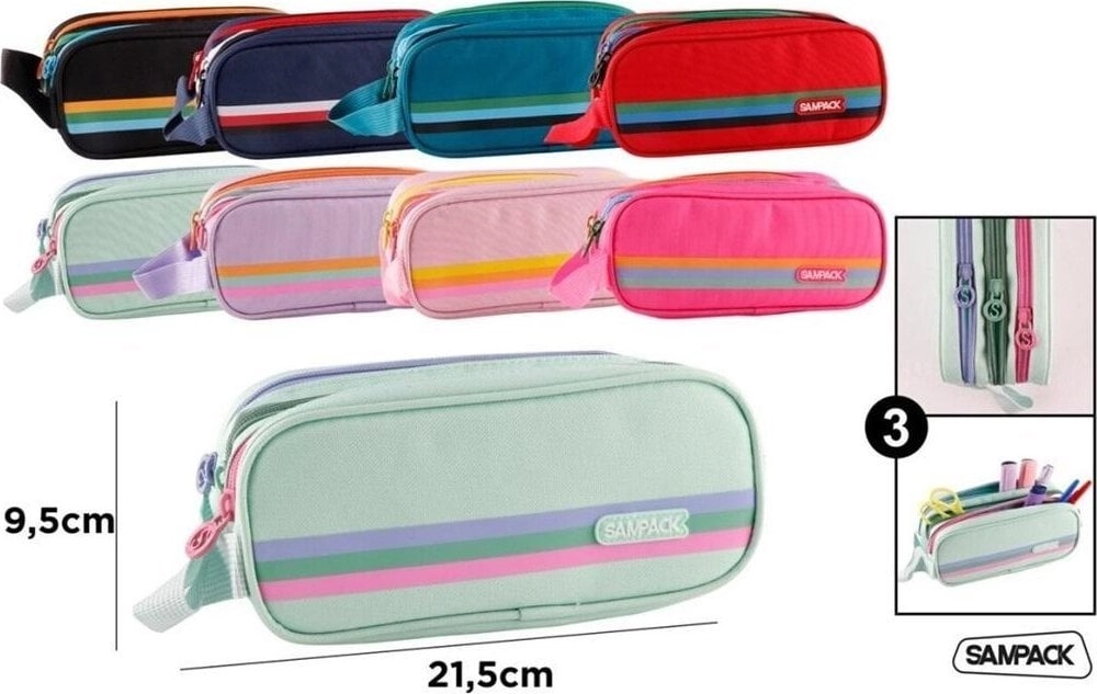 Triple pencil case 21.5x9.5cm
