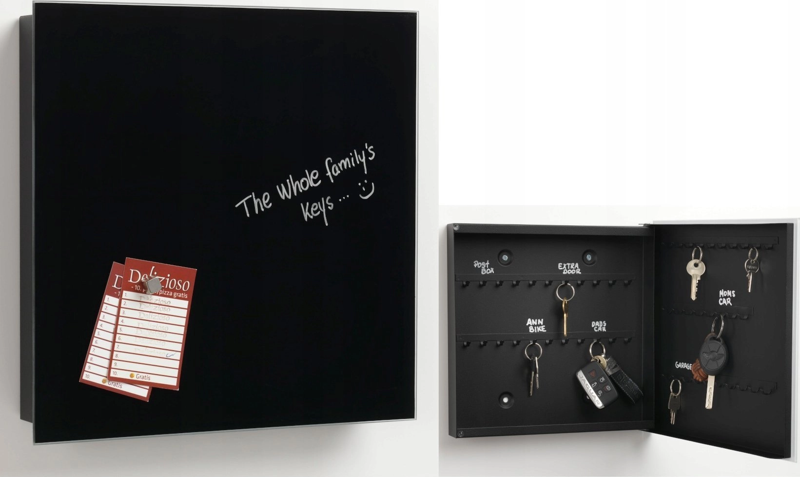 Key cabinet with magnetic glass door