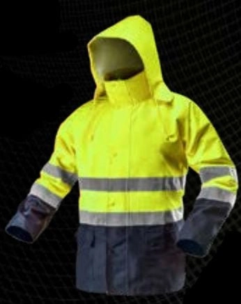 High visibility work jacket  waterproof  yellow