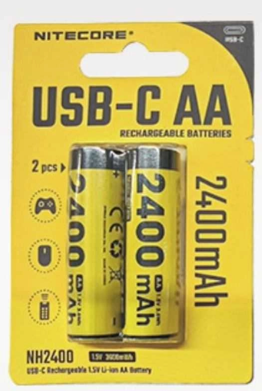Nitecore NH2400 2400mAh USB-C rechargeable AA