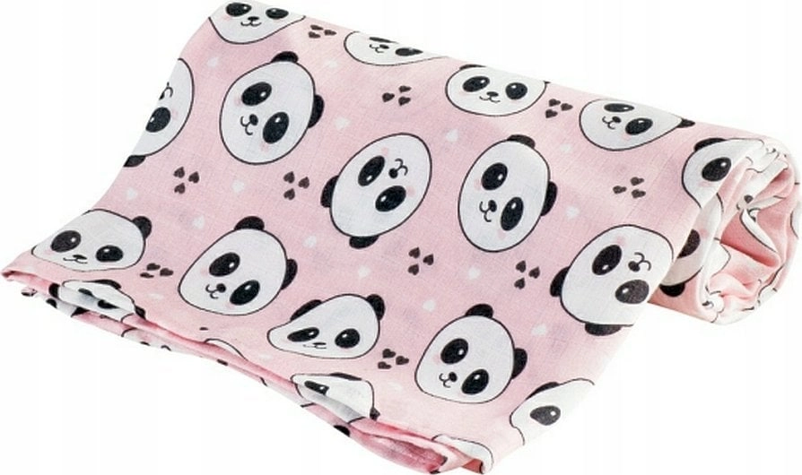 BOC0306-BAMBOO DIAPER 30X30 PANDA PINK 5902533173068