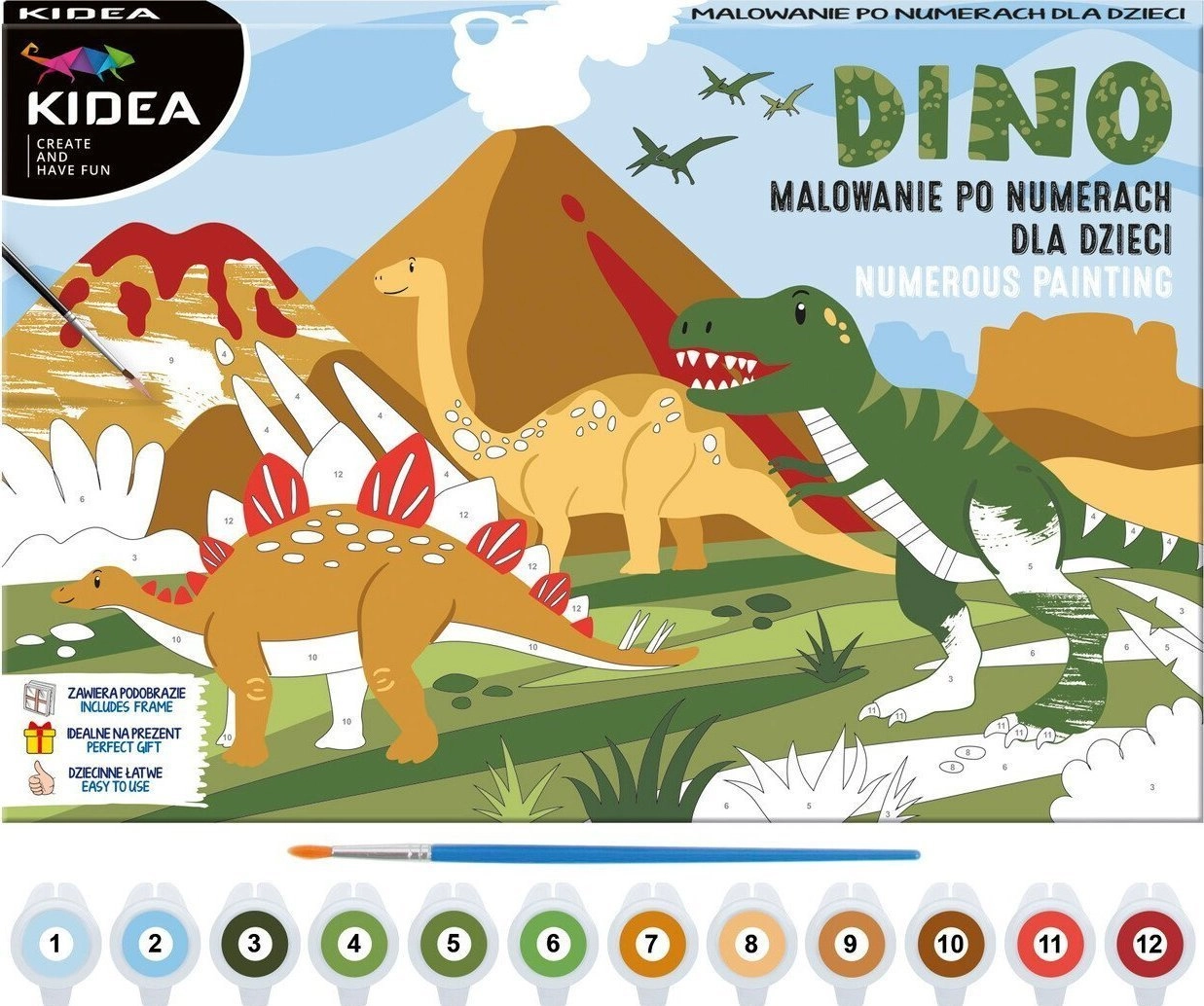 Picture painting by numbers Dinosaurs Kidea