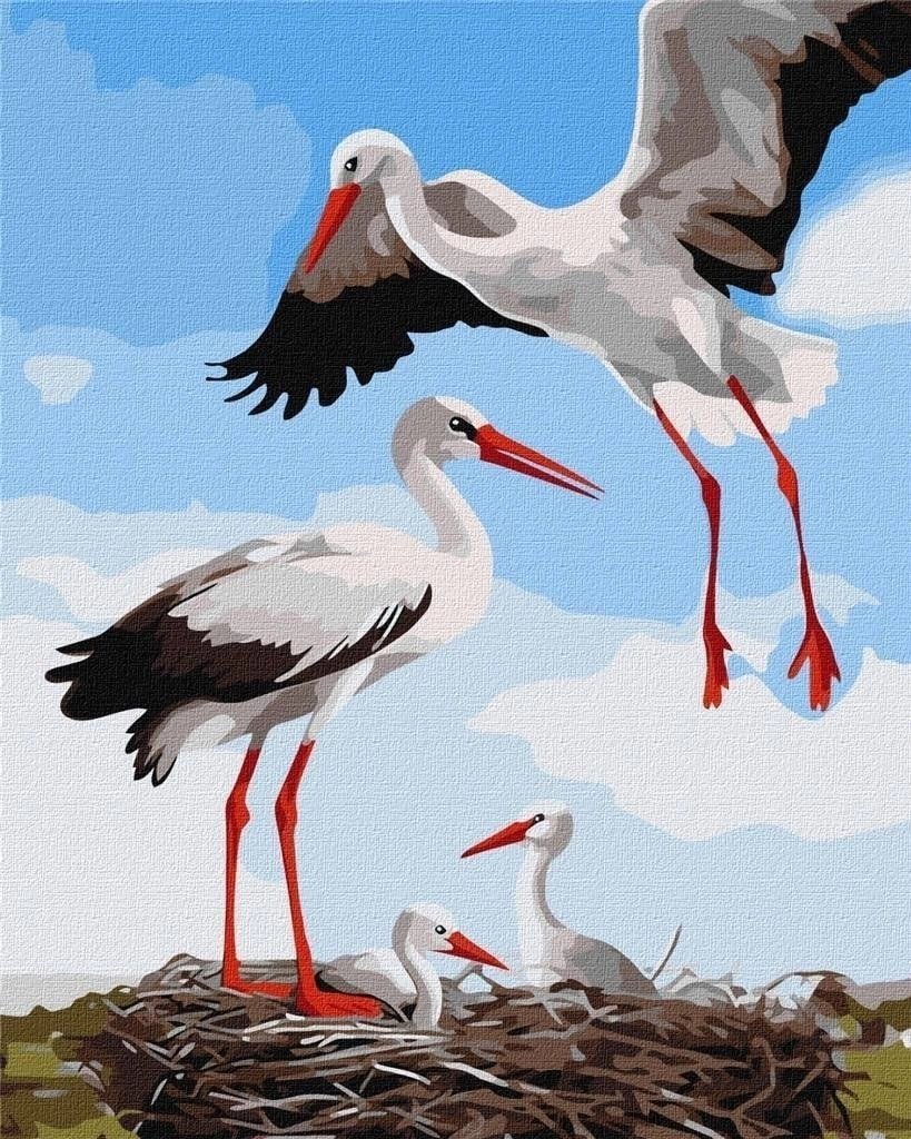 Painting by numbers - Stork family