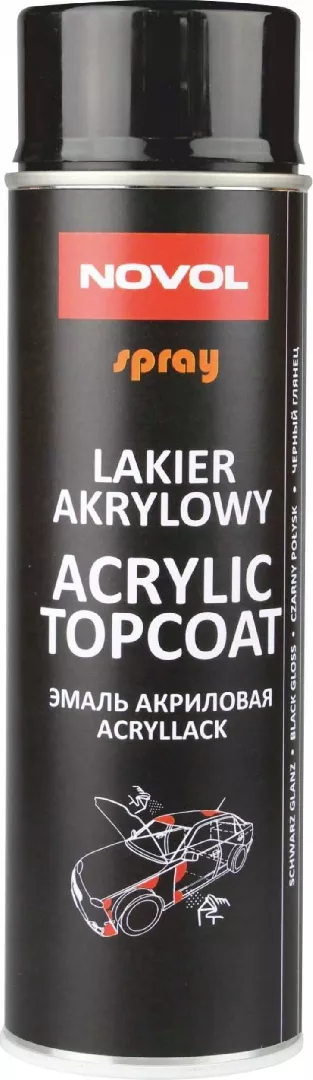 Novol SPRAY ACRYL TOPCOAT CZARNY POÅYSK