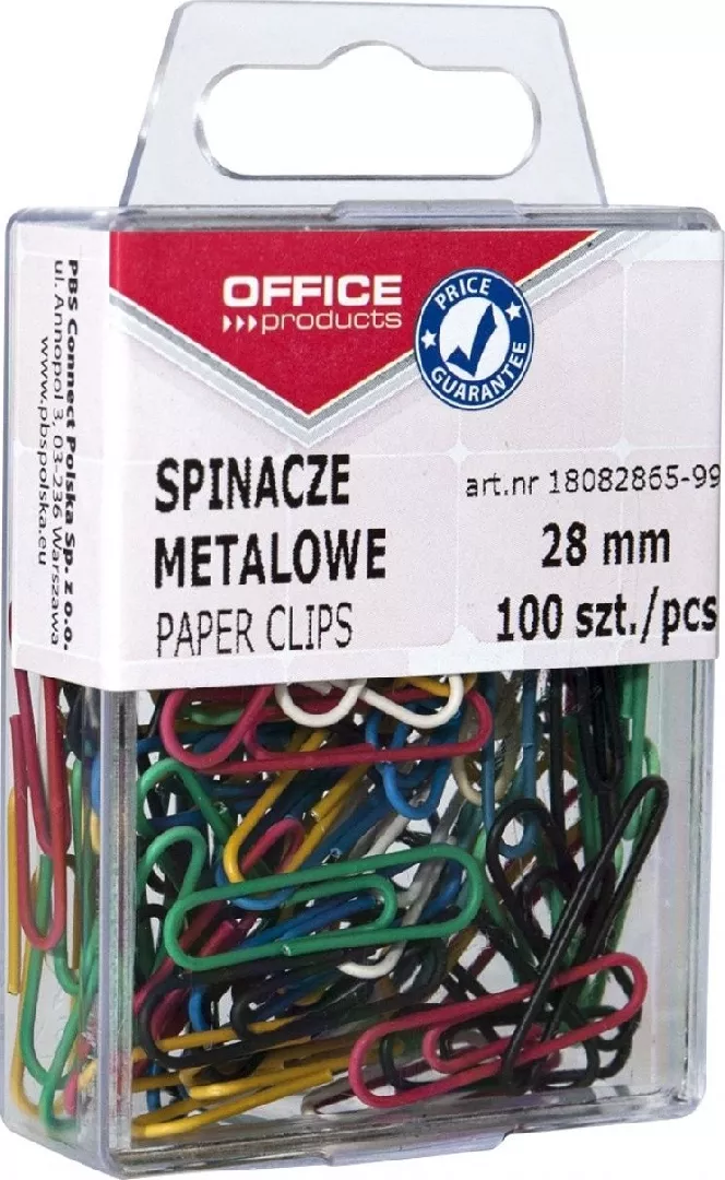 Office Products Spinacze kolorowe  powlekane  28mm