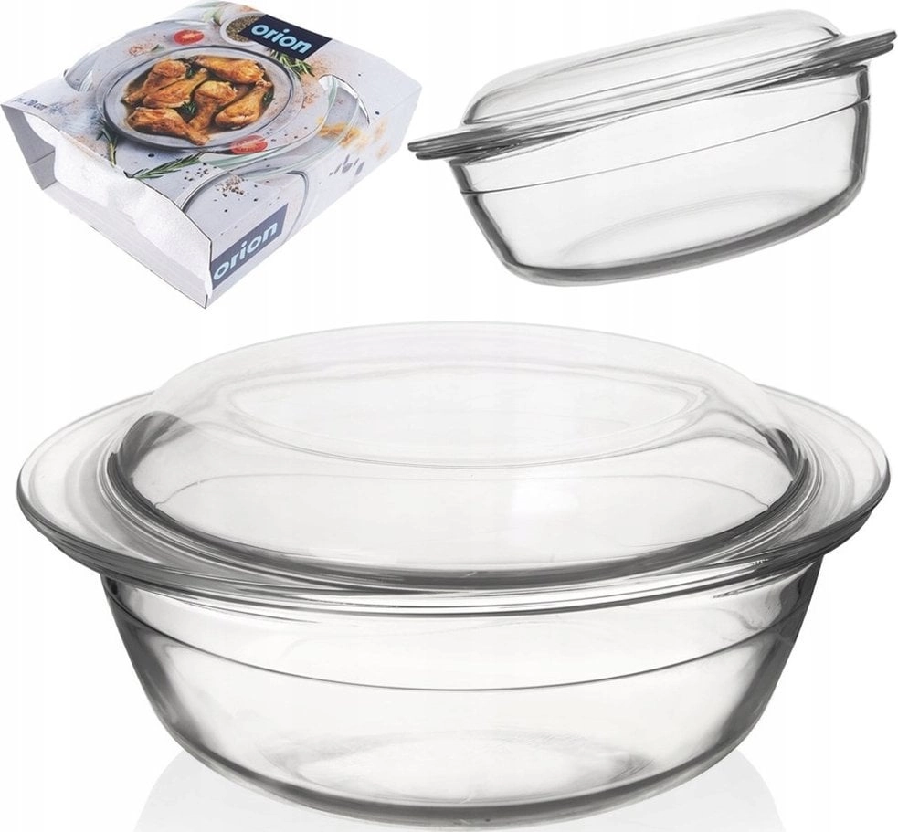 Orion Heat-resistant glass dish with lid