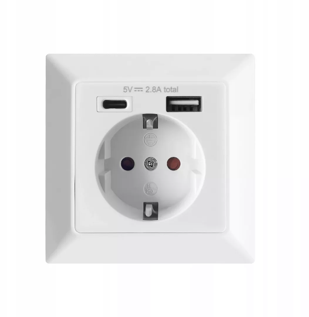Single socket 2P+Z (Schuko)  USB-A +