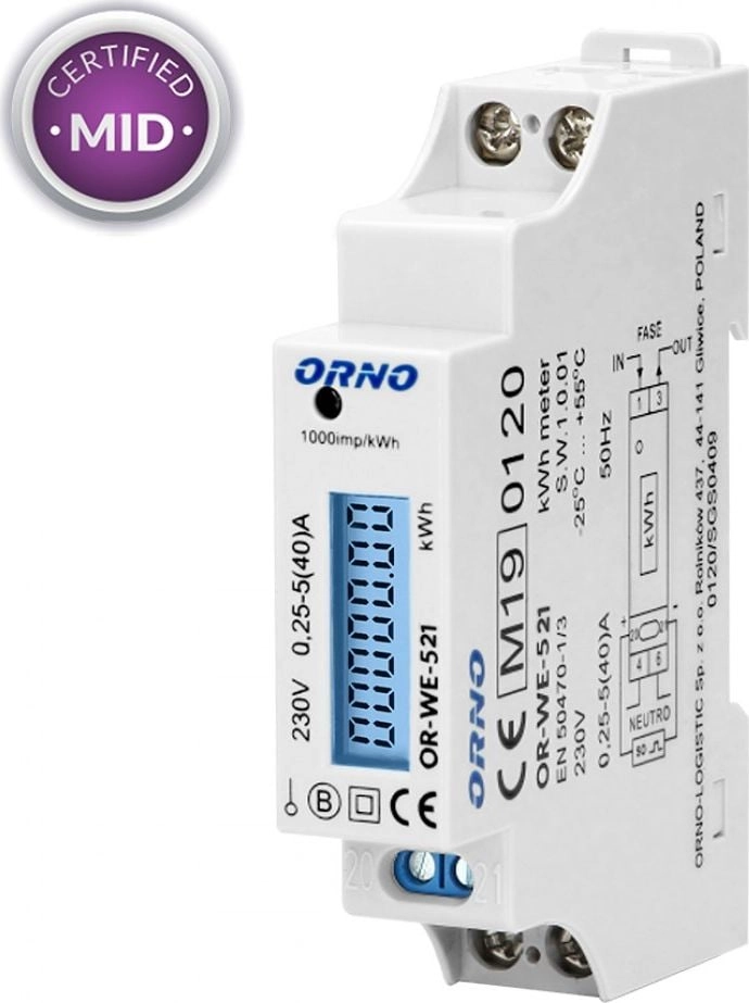 Orno ORNO 1-phase electricity meter 40A