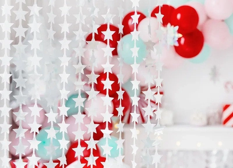 PartyDeco Curtain Stars silver 100x245cm 511149