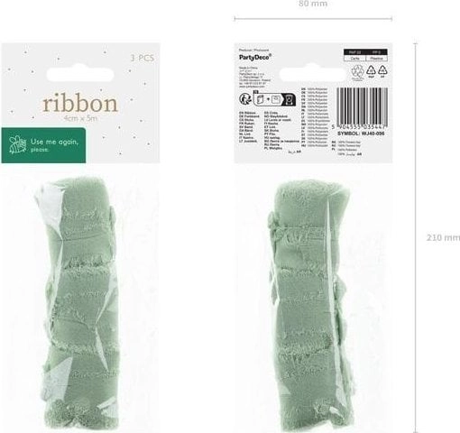 Pistachio chiffon ribbon 40mm/5m 3pcs 5904555035447
