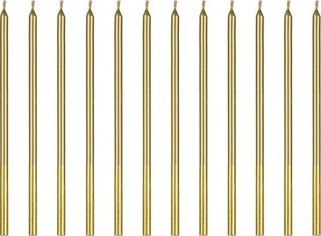 Smooth gold birthday candles  14 cm