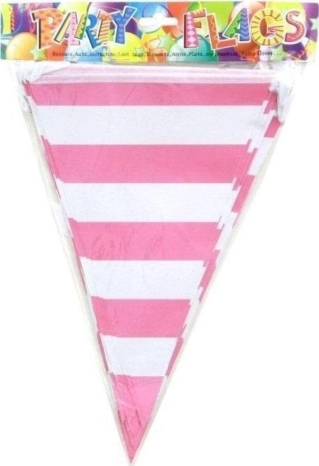 Striped flag garland  pink  27.5cmx10m