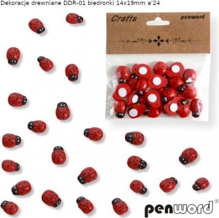 Wooden decorations ladybugs 14x19mm 24 pcs