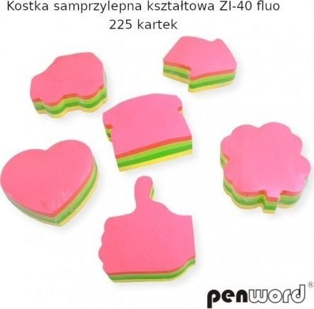 Penword KOSTKA SAMOPRZYLEPNA ZI-40 KSZTAŁTOWA FLUO