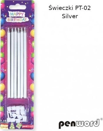 Silver birthday candles  12 pcs AI639PSH