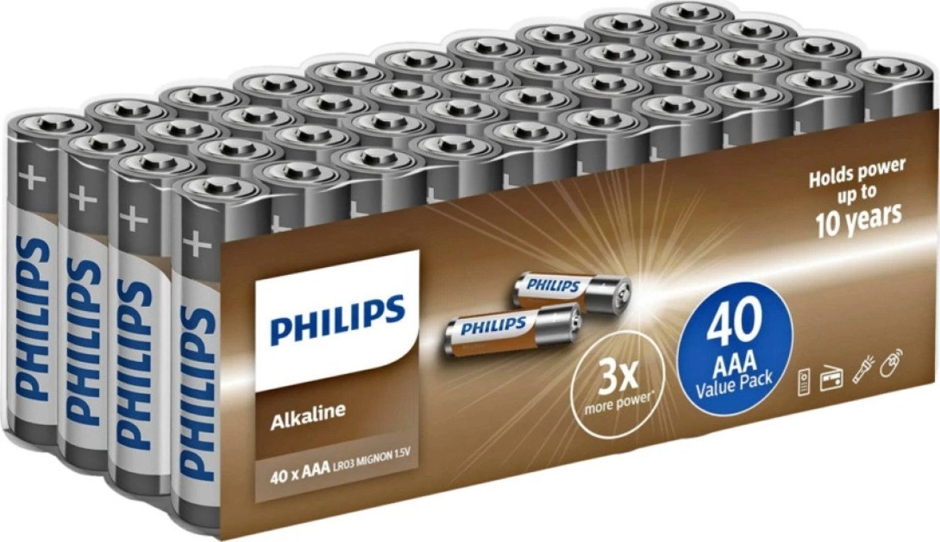 Philips Alkaline AAA battery 40-foil pack-LR03A40F