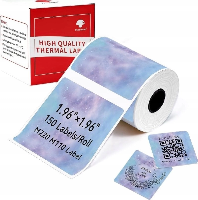 Phomemo Papier Naklejki 150x Kolorowe Kwadrat