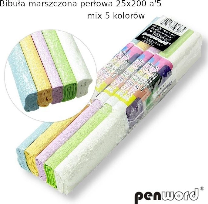 Bibuła marszczona perłowa 25x200 (5szt) POLS1684