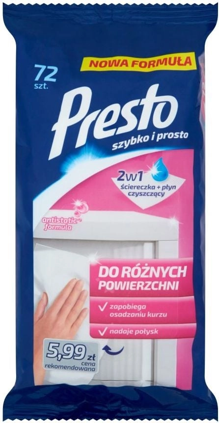 Presto Ściereczki nawilżane do czyszczenia różnych