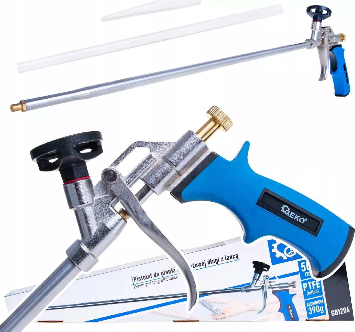 Long assembly foam gun with a