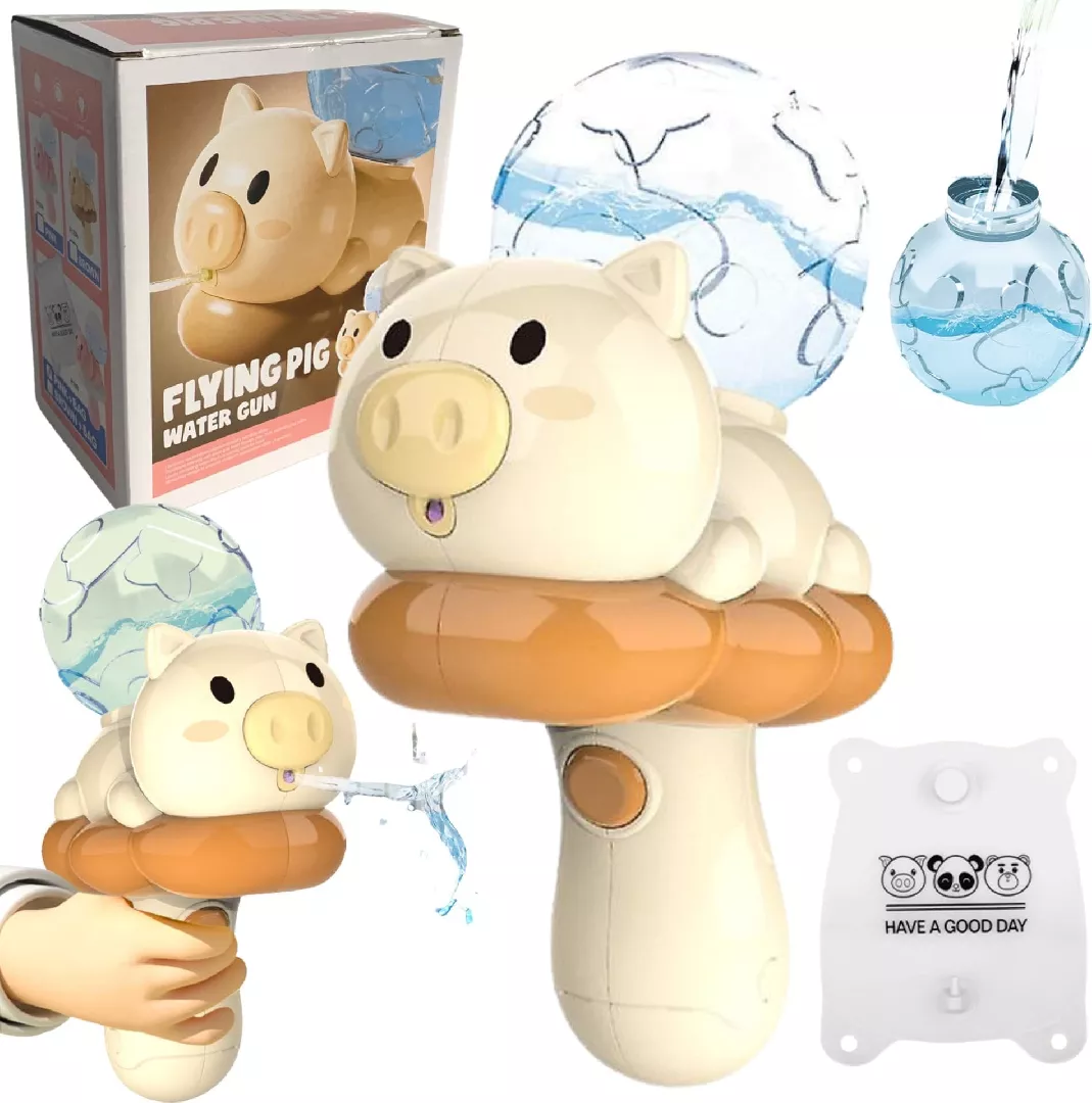Pig water gun on a cloud