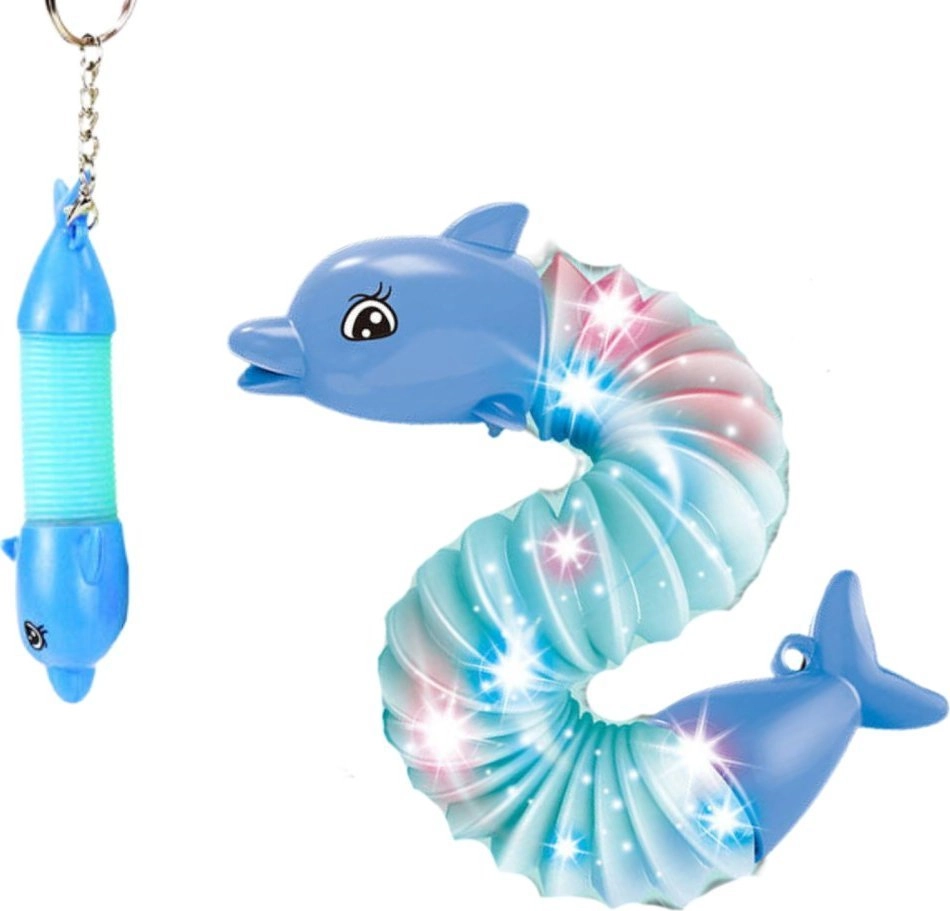 Glowing dolphin shark keychain pop tube