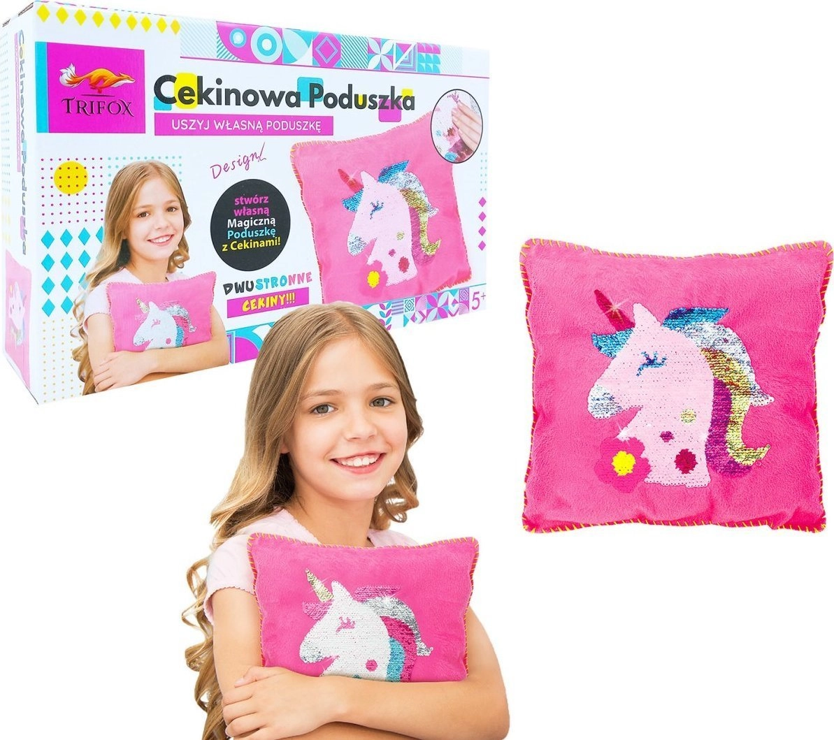Creative sequin unicorn pillow 5901353664817 TR-64276-0