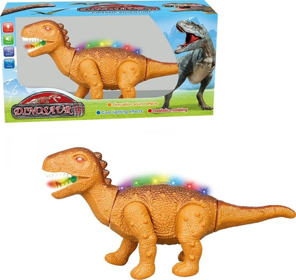 A battery-powered walking dinosaur with a