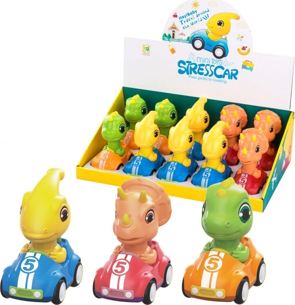 Car with a dinosaur  press and