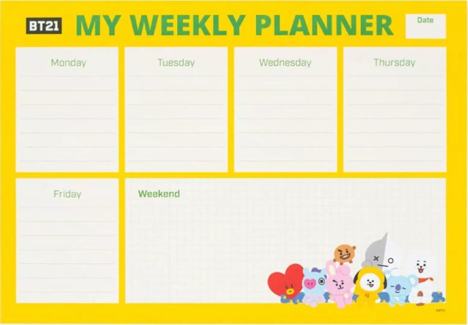 Pusheen BT21 - Weekly planner 54