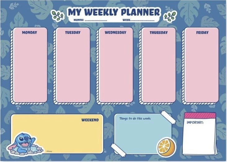 Pusheen Disney Stitch - Weekly Planner