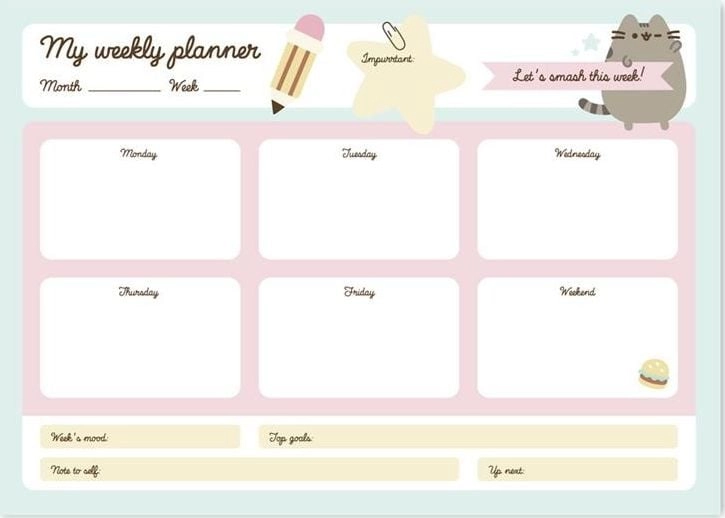 Pusheen Weekly Planner from the Foodie