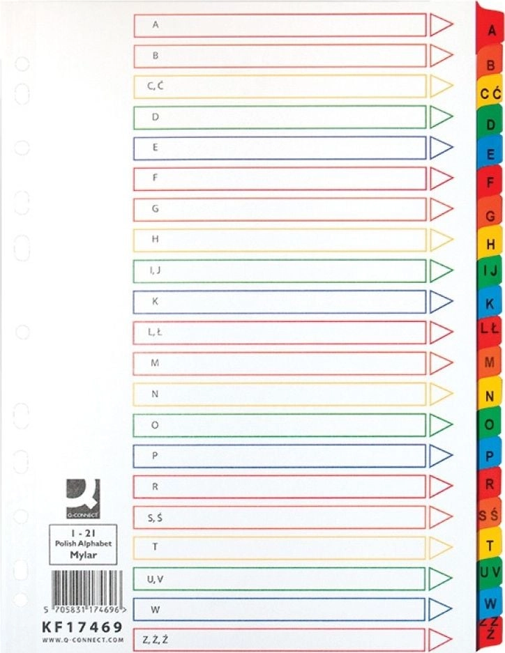 Q-Connect Q-CONNECT dividers Mylar  cardboard  A4