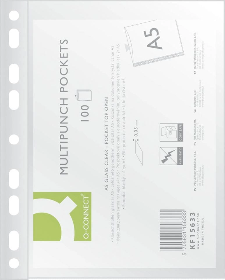 Q-connect A5 document sleeve crystalline 50um