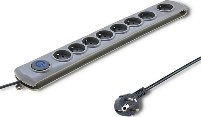 Qoltec 8 gniazd 3.0m szary