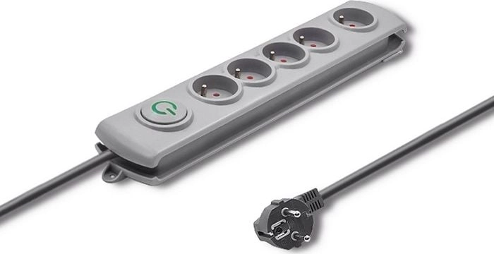 Qoltec  5 gniazd  1.8m  Szara