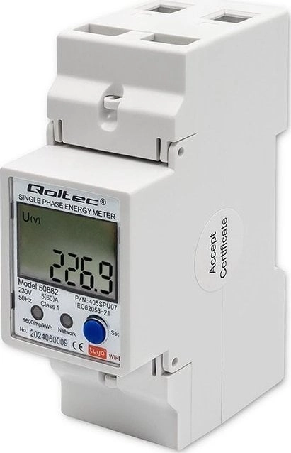 Qoltec 1-fazowy elektroniczny licznik  miernik zuÅ¼ycia
