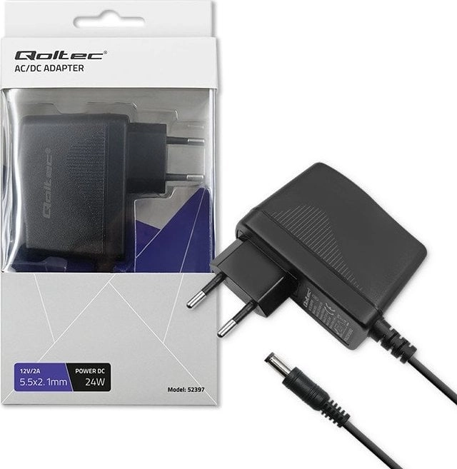 Qoltec Zasilacz wtyczkowy 24W  12V  2A