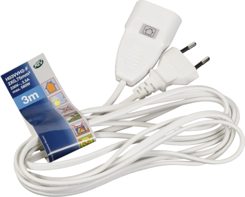 REV extension cord  3m  white -