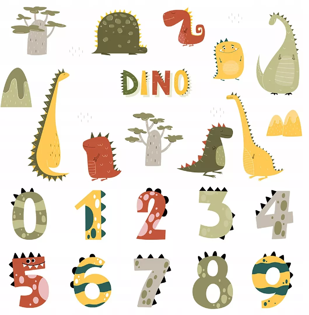 WS63049 DINO NUMBERS WALL STICKERS 5904717761405
