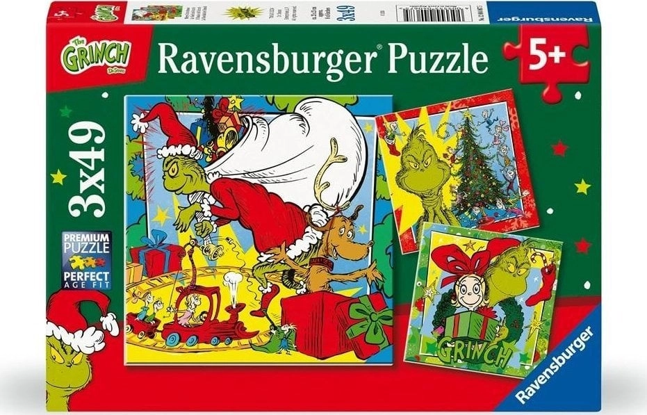 Ravensburger - Puzzle 3x49 Merry Grinchmas