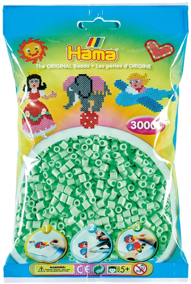 Hama midi perler 3000stk pastel mint