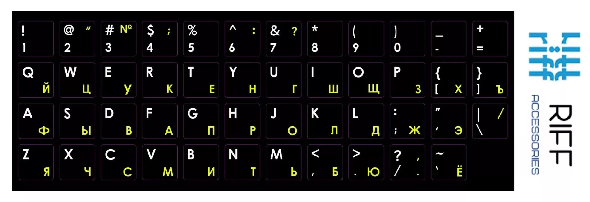 Riff Qwerty Keyboard Stickers ENG WHITE