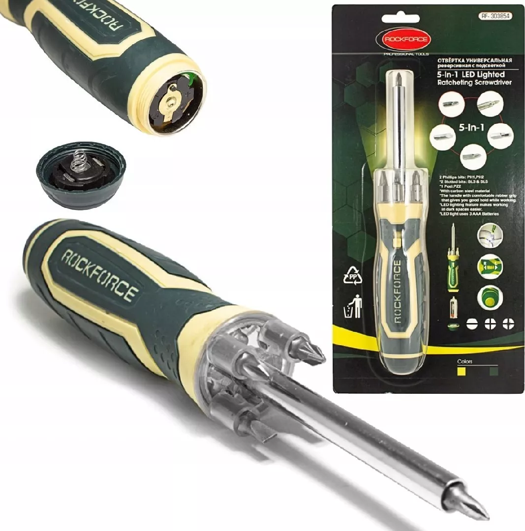 Rockforce 5-in-1 illuminated universal screwdriver RF-303854